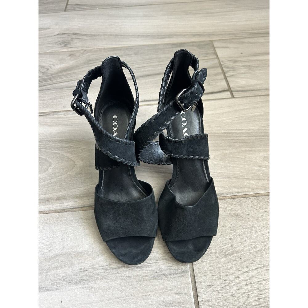 Coach Women's Henny Suede/Soft Lambskin Heels **Size 6.5** Braided Boho Style KB - Picture 2 of 8